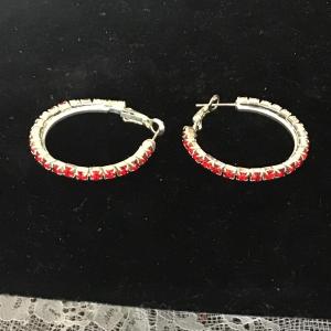 Photo of Small hoop red Rhinestone earrings