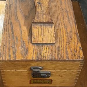 Photo of Vintage Griffin Shine Master 1960's Wooden Shoeshine Box as Pictured.
