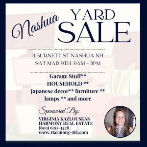 Photo of Nashua Yard Sale May 18th 9:30AM to 2:30PM