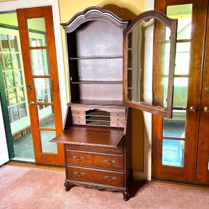 Photo of Vintage Solid Wood Secretary with Hutch