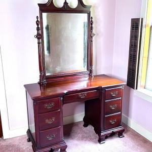 Photo of Vintage Mahogany Chippendale Vanity with Mirror