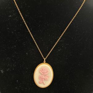 Photo of Vintage gold, toned chain, white pink cameo