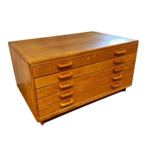 Photo of 677 Mid-Century Modern Oak Flat File Cabinet