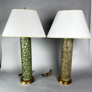 Photo of 637 Vintage Wall Paper Roller Lamps w/Brass Base