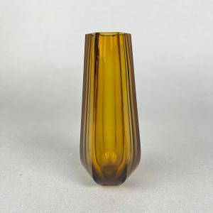 Photo of 643 Moser Small Handblown Amber Vase & Signed Single Flower Vase