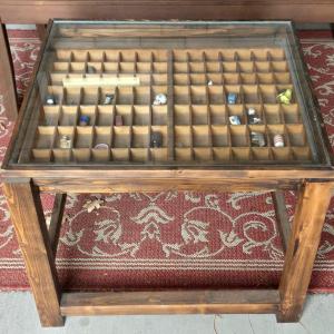 Photo of Artist Made Table - Type Set Drawer Top with Trinkets a