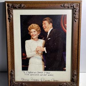 Photo of Nancy & Ronald Reagan Signed Photograph Framed 8" x 10" as Pictured.