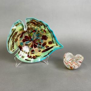 Photo of 719 Handblown Art Glass Lenwile Ashtray & Venetian Bowl