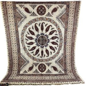 Photo of 714 Persian Ghalamkari Cotton Handmade Tablecloth Tapestry with Paisley Design