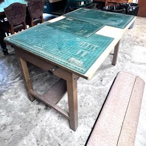 Photo of Vintage Metal Base Work Table with Drawer