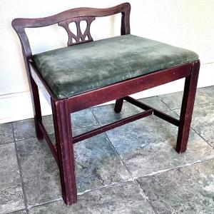Photo of Vintage Solid Wood Vanity Chair with Velour Cushion