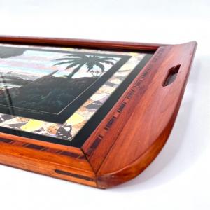 Photo of Vintage Teak Wood Lap Tray with Inlay Design