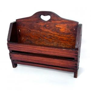 Photo of Vintage Solid Wood Hand Built Magazine Rack with Square Head Nails