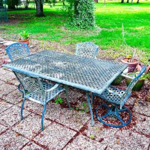 Photo of Vintage Aluminum Outdoor Patio Table and 4 Chairs with Patina