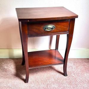 Photo of Vintage Solid Wood Nightstand Table with Drawer