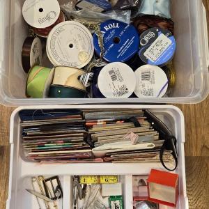 Photo of Portable Sewing Implements Case with Ribbon, Ric Rac, and so Much More