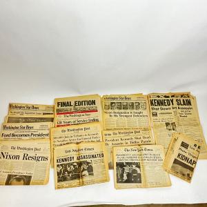 Photo of 821 Vintage Newspaper Lot Kennedy Assassination Nixon Resigns
