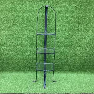 Photo of 800 Vintage Wrought Iron and Glass Three Tier Shelf