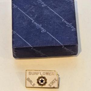 Photo of Vintage Sunflowet Girls State American Legion Auxiliary Pin in Balfour Box