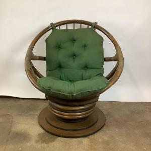 Photo of 785 Vintage Vogue Rattan Papasan With Green Cushion