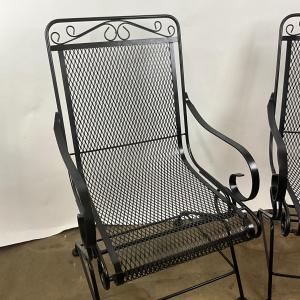 Photo of 772 Pair of Black Iron Woodard Spring Chairs