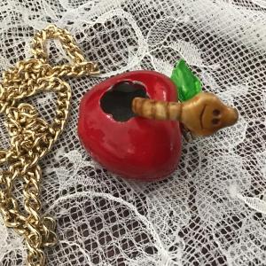 Photo of Vintage JJ Articulated Worm in Apple Acrylic pendant