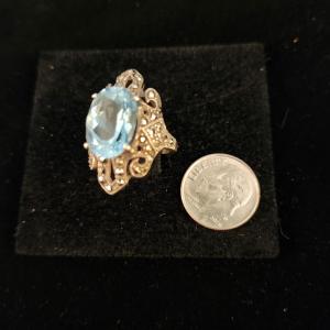 Photo of Estate Topaz and Diamond Marcasite Ring