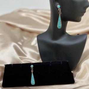 Photo of Turquoise Inlaid Tear Drop earrings
