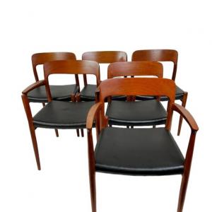 Photo of 601 Danish Mid-Century Modern Niels Møller Teak 6 Dining Chairs Set