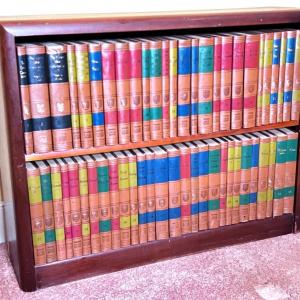 Photo of Vintage Bookcase and Set of 54 Great Books of the Western World by Encyclopedia 