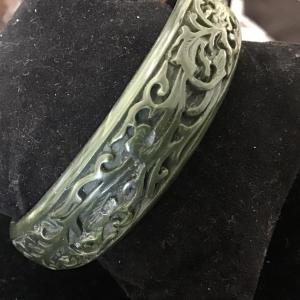 Photo of Vintage Carved Green Celluloid Type
