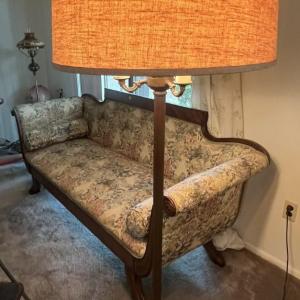 Photo of Vintage/Antique Side Chair Reading Lamp 61" Tall w/Shade and Clip on Bird in Goo