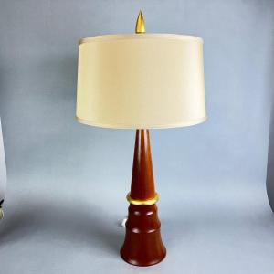 Photo of 635 Alejandro Veraud Modern 23Karat Gold Leaf Mahogany Table Lamp