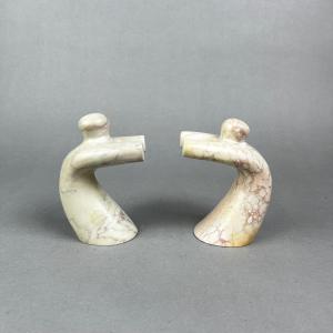 Photo of 632 Ten Thousand Villages Handcrafted Stone "Friendly Push" Bookends