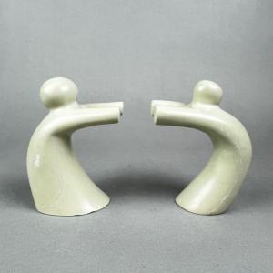 Photo of 633 Ten Thousand Villages Handcrafted Stone "Friendly Push" Bookends