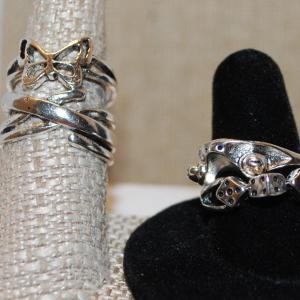 Photo of Size 7½-8¼ Assortment of 4 Silver Tone Rings with OPEN BANDS