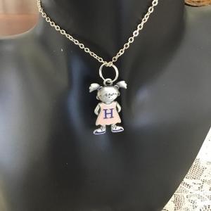 Photo of Girl charm on silver tone necklace