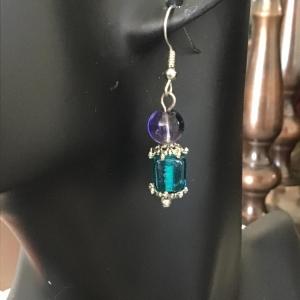 Photo of Purple and blue beaded earrings