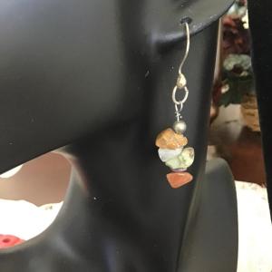 Photo of Stones orange, tan, white earrings
