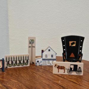 Photo of Amish Scene Collectible Wood Block Community