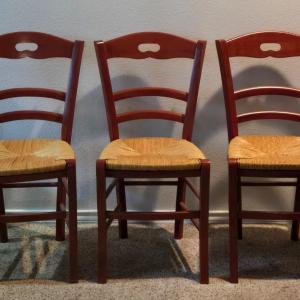 Photo of 3 Red Woven Rush Seat Chairs