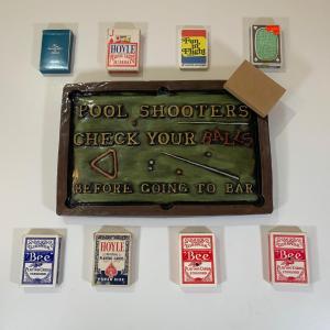 Photo of LOT 304 D: Game Time: Vintage Playing Cards & Ceramic Pool Sign