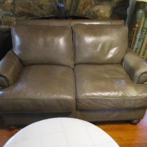 Photo of Real Leather Tow Cushion Loveseat