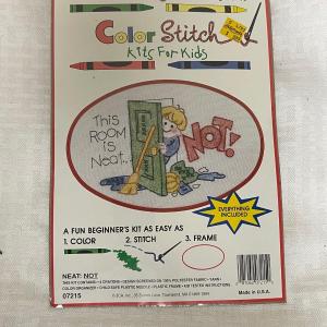Photo of Cross-stitch kit for kids, clean your room sign