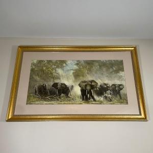 Photo of LOT 6L: David Shepherd Signed Print “Elephants At Amboseli” 1962