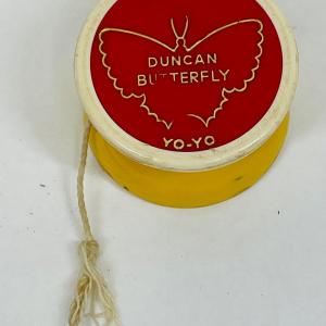Photo of Vintage Duncan Butterfly YoYo Toy Yellow Body 70's 80's Retro Trick YoYo