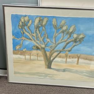 Photo of Large, Framed, watercolor original, Joshua Tree landscape, signed