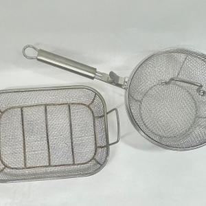 Photo of Stainless Steel Mesh Serving Tray and Fry Basket with Handle
