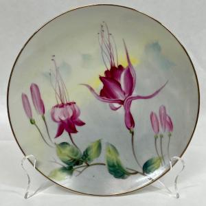 Photo of Antique HHB 3177 Handpainted Porcelain Decorative Plate Wall Hanging Floral