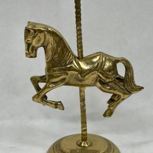 Photo of Vintage Solid Brass Carousel Horse on pole figurine